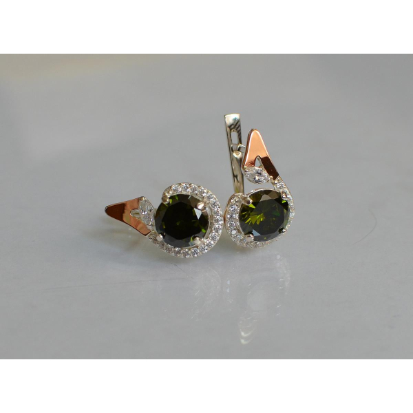 Серебряные серьги с золотыми вставками (166с)