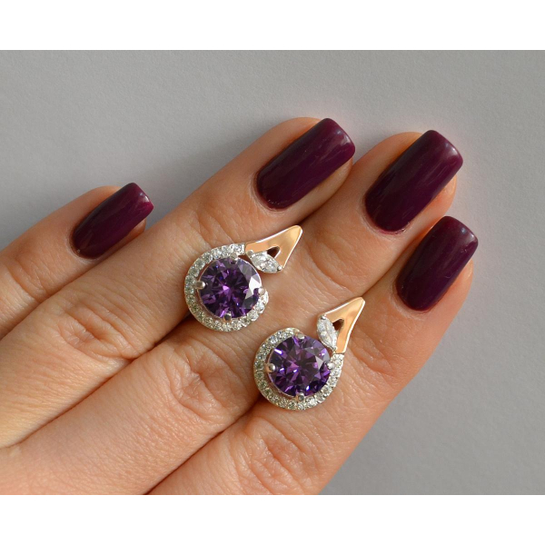 Серебряные серьги с золотыми вставками (166с)