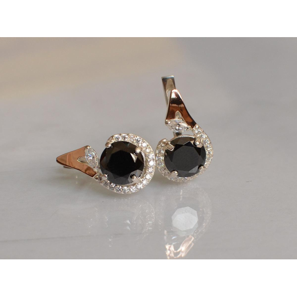 Серебряные серьги с золотыми вставками (166с)