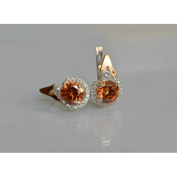 Серебряные серьги с золотыми вставками (166с)