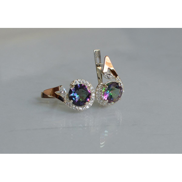 Серебряные серьги с золотыми вставками (166с)