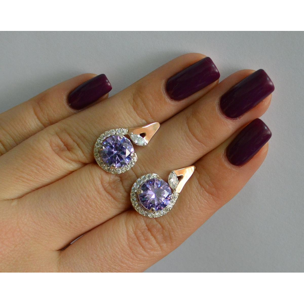 Серебряные серьги с золотыми вставками (166с)