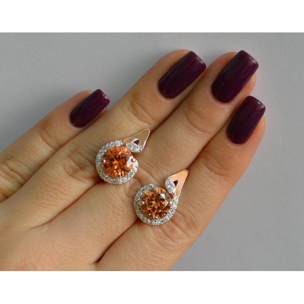 Серебряные серьги с золотыми вставками (166с)