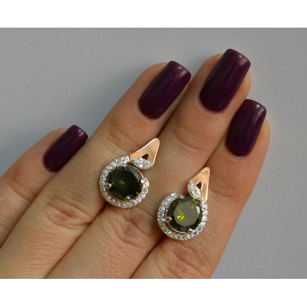 Серебряные серьги с золотыми вставками (166с)