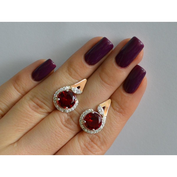 Серебряные серьги с золотыми вставками (166с)