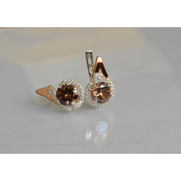 Серебряные серьги с золотыми вставками (166с)