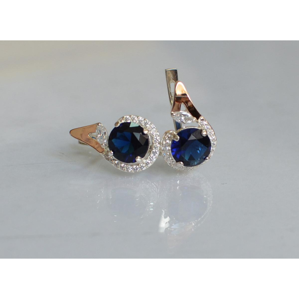 Серебряные серьги с золотыми вставками (166с)