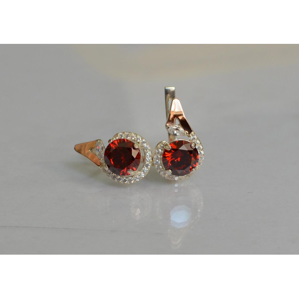 Серебряные серьги с золотыми вставками (166с)