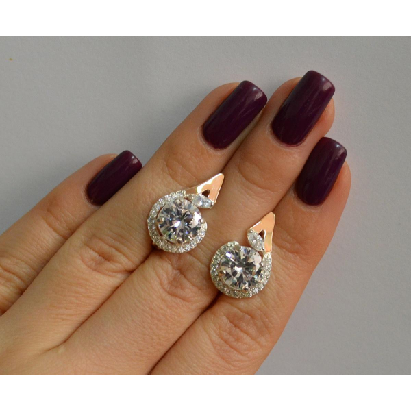 Серебряные серьги с золотыми вставками (166с)