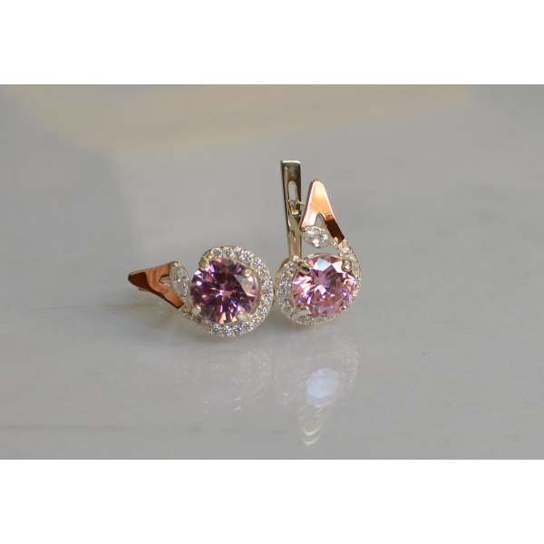 Серебряные серьги с золотыми вставками (166с)