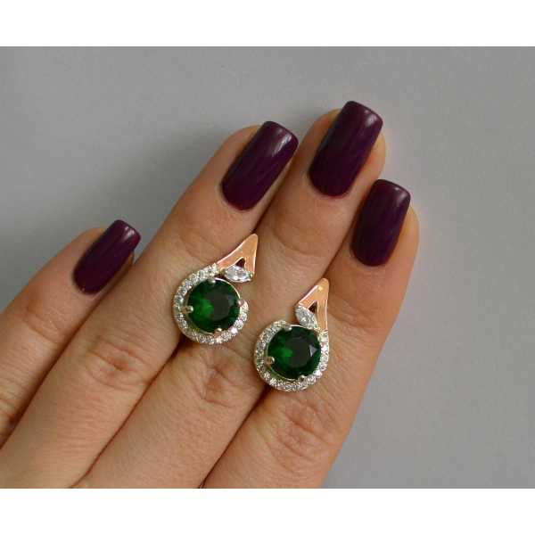 Серебряные серьги с золотыми вставками (166с)