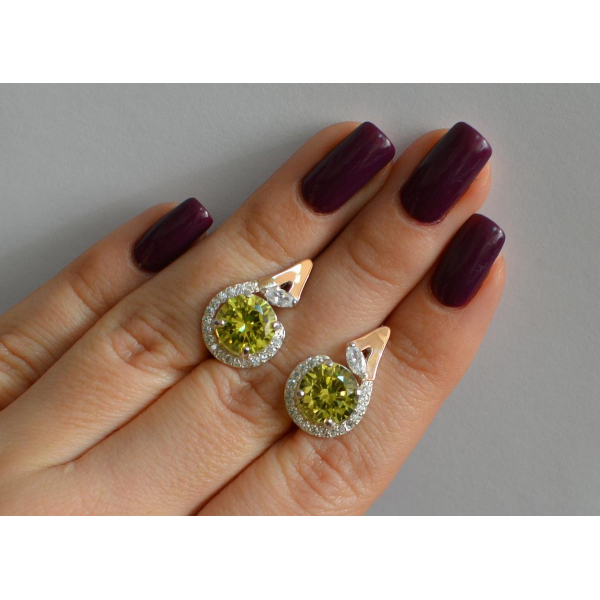 Серебряные серьги с золотыми вставками (166с)