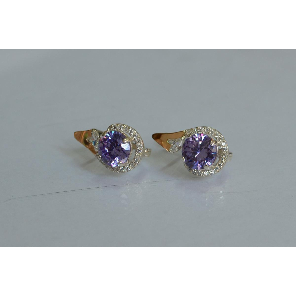 Серебряные серьги с золотыми вставками (166с)