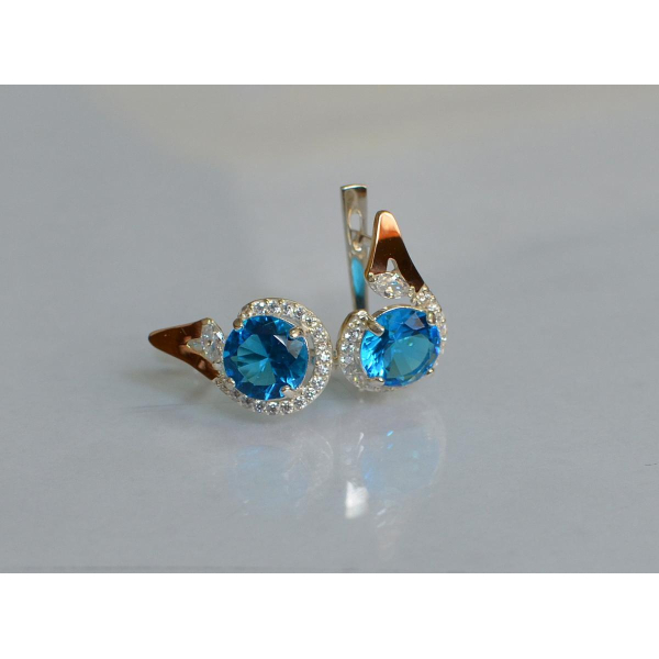 Серебряные серьги с золотыми вставками (166с)