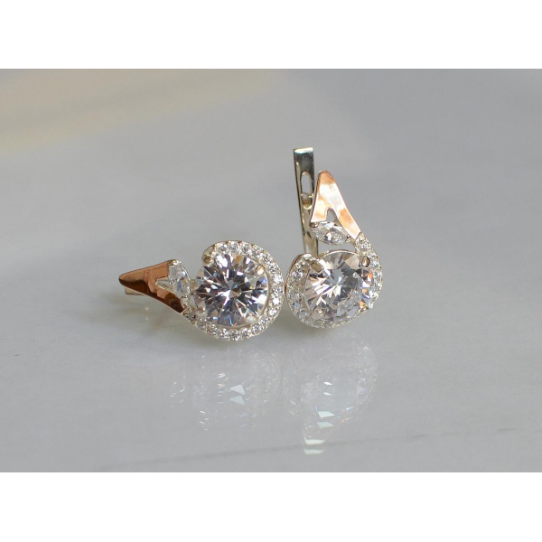 Серебряные серьги с золотыми вставками (166с)