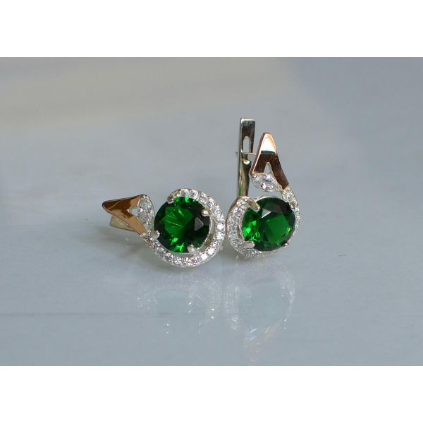 Серебряные серьги с золотыми вставками (166с)