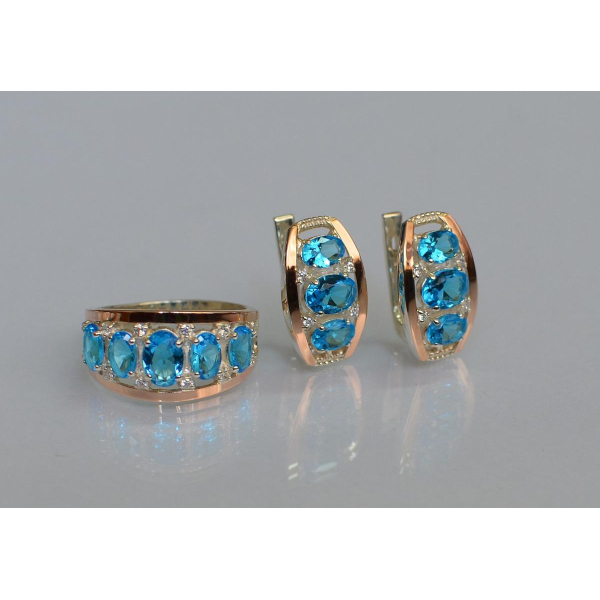 Серебряный набор с золотыми пластинами (167)