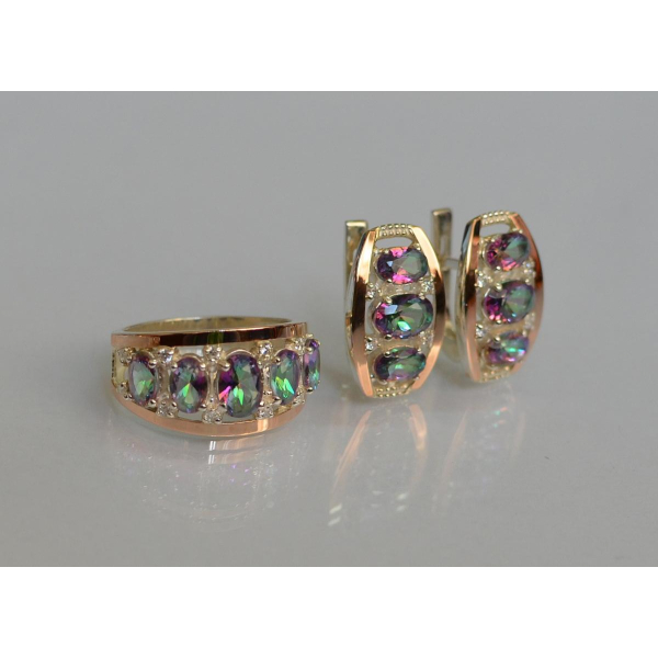 Серебряный набор с золотыми пластинами (167)