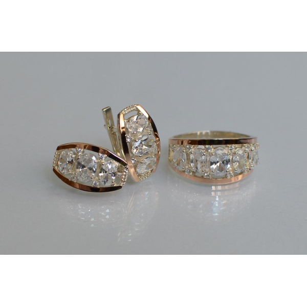 Серебряный набор с золотыми пластинами (167)