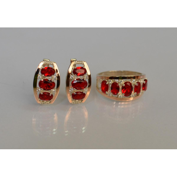 Серебряный набор с золотыми пластинами (167)