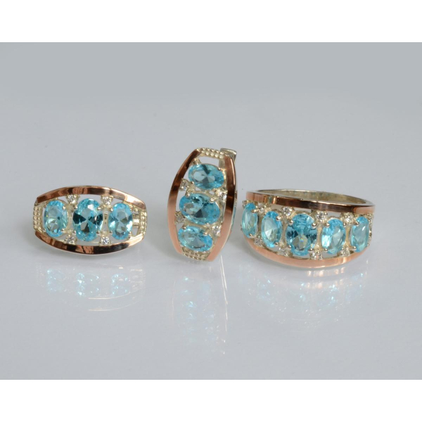 Серебряный набор с золотыми пластинами (167)