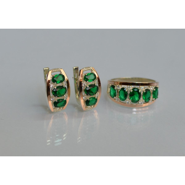 Серебряный набор с золотыми пластинами (167)