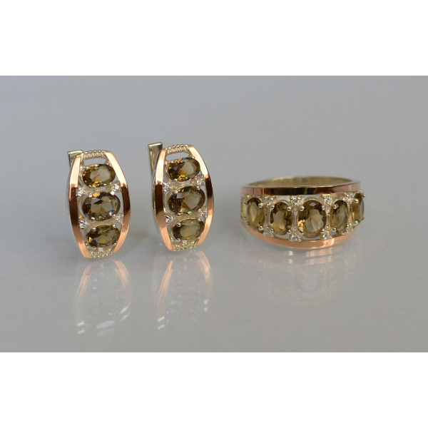 Серебряный набор с золотыми пластинами (167)