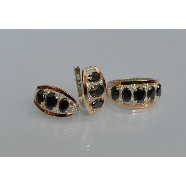 Серебряный набор с золотыми пластинами (167)