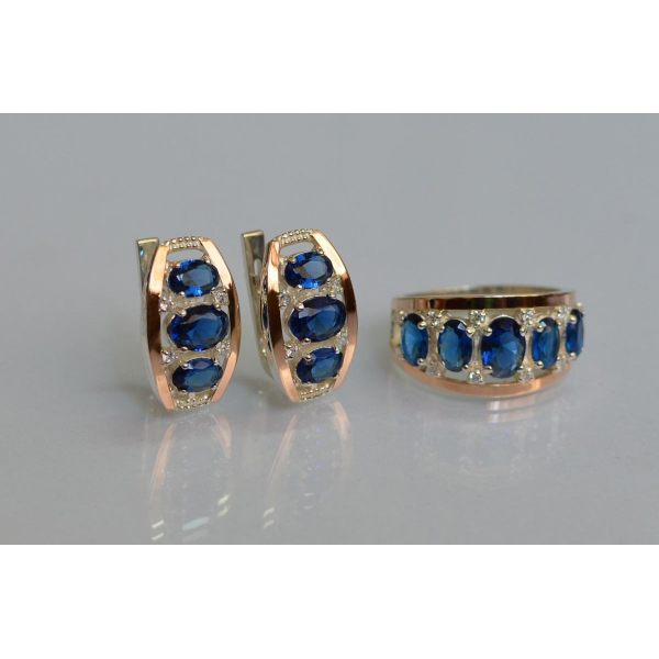 Серебряный набор с золотыми пластинами (167)