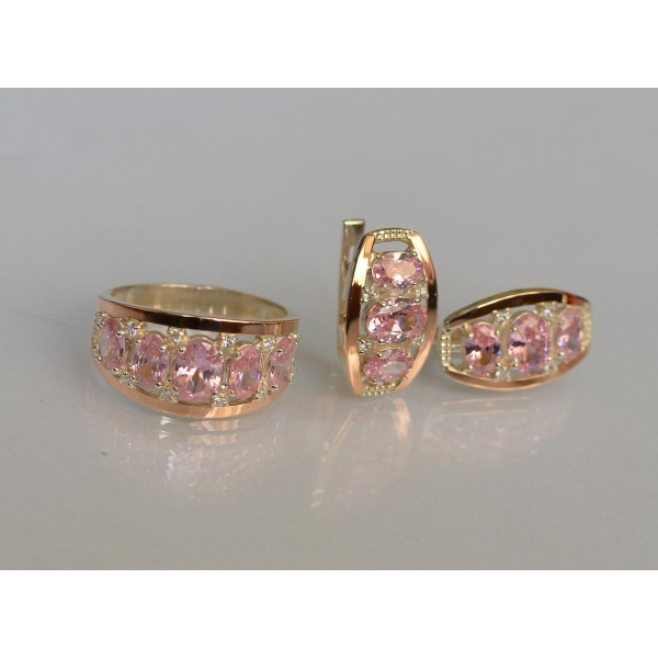 Серебряный набор с золотыми пластинами (167)