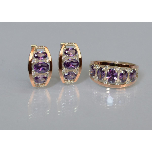 Серебряный набор с золотыми пластинами (167)