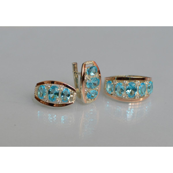 Серебряный набор с золотыми пластинами (167)