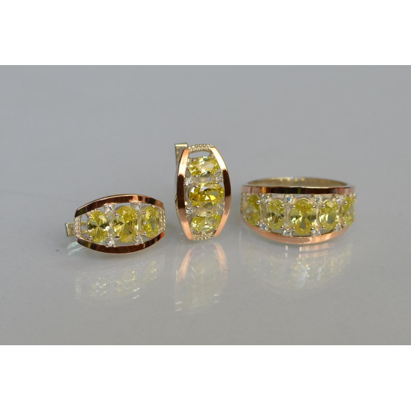 Серебряный набор с золотыми пластинами (167)