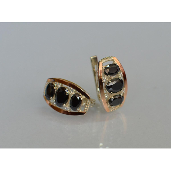 Серебряные серьги с золотыми вставками (167c)