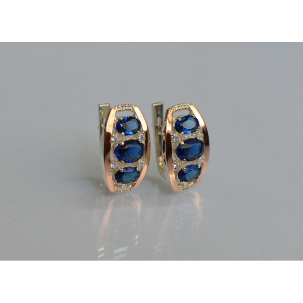 Серебряные серьги с золотыми вставками (167c)