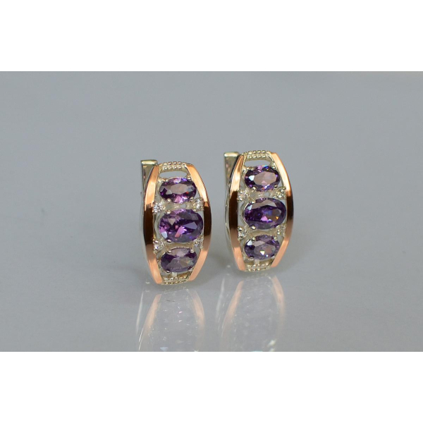 Серебряные серьги с золотыми вставками (167c)