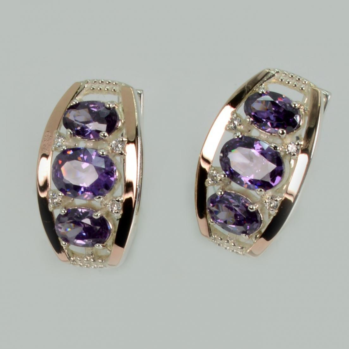 Серебряные серьги с золотыми вставками (167c)