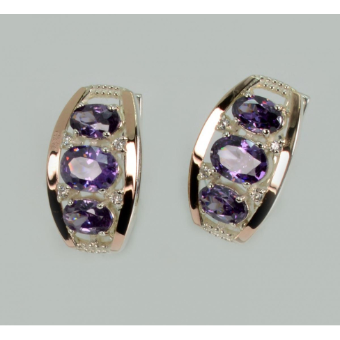 Серебряные серьги с золотыми вставками