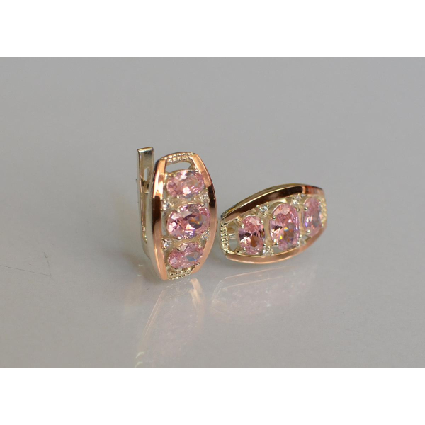 Серебряные серьги с золотыми вставками (167c)