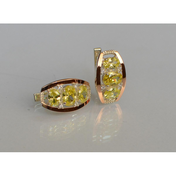 Серебряные серьги с золотыми вставками (167c)