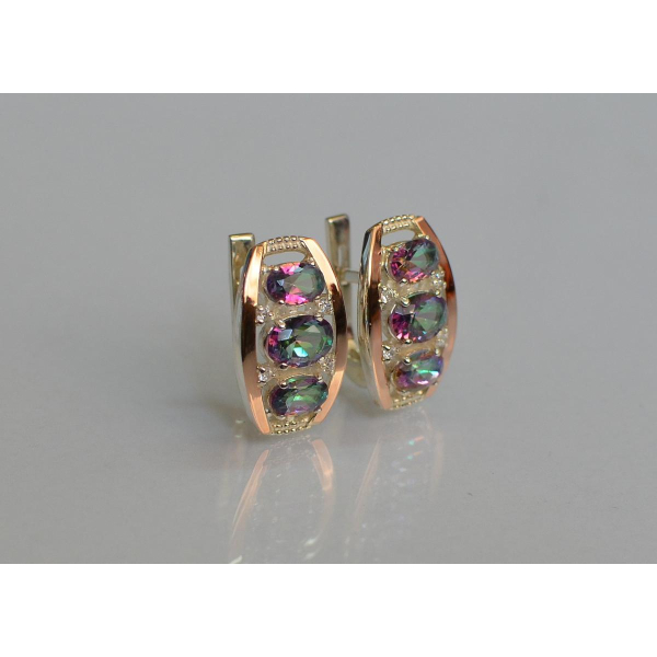 Серебряные серьги с золотыми вставками (167c)