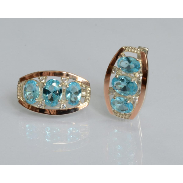 Серебряные серьги с золотыми вставками (167c)