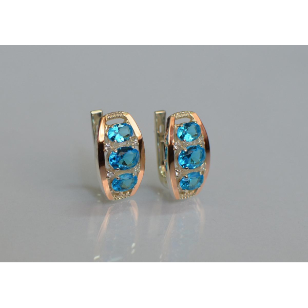 Серебряные серьги с золотыми вставками (167c)