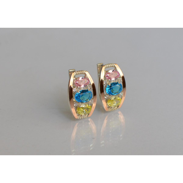 Серебряные серьги с золотыми вставками (167c)