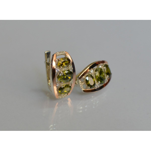 Серебряные серьги с золотыми вставками (167c)