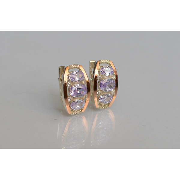 Серебряные серьги с золотыми вставками (167c)