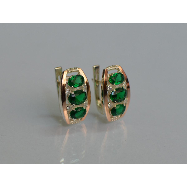 Серебряные серьги с золотыми вставками (167c)