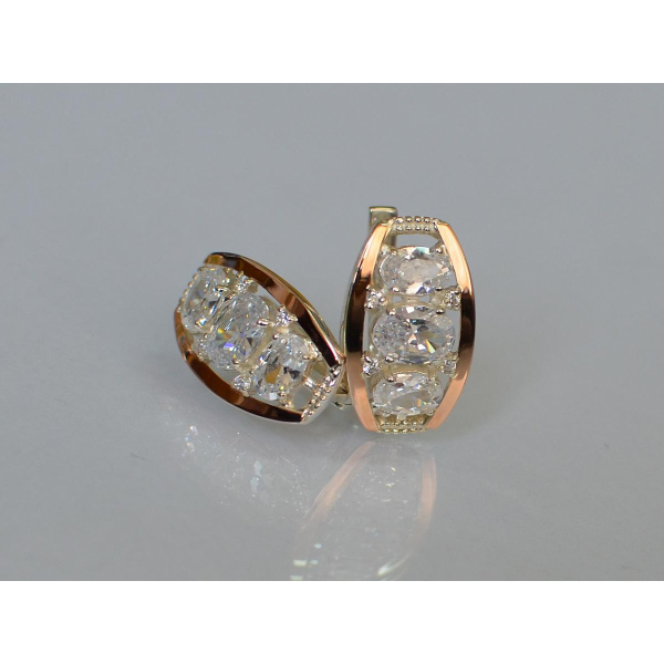 Серебряные серьги с золотыми вставками (167c)