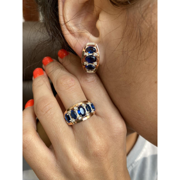 Серебряное кольцо с золотыми вставками (167к)