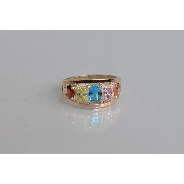 Серебряное кольцо с золотыми вставками (167к)